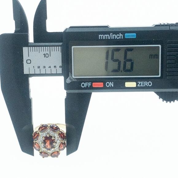 Gold Tone Sterling Silver Garnet Cluster Ring Size 6 - Picture 11 of 14